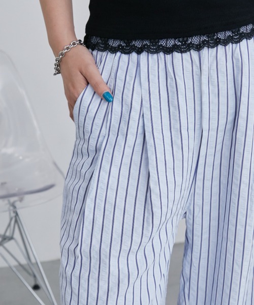 Aunt Marie's(アントマリーズ)の「サッカーストライプイージーパンツ(その他パンツ・レディース・ブラック/ブルー・MEDIUM/LARGE)」の21枚目の写真