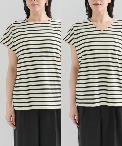 le cercle ADAM ET ROPE'(ルセルクルアダムエロペ)の「2WAYフレンチスリーブボーダーTee(Tシャツ/カットソー・レディース・ホワイト系/ブラック系・FREE)」の10枚目の写真