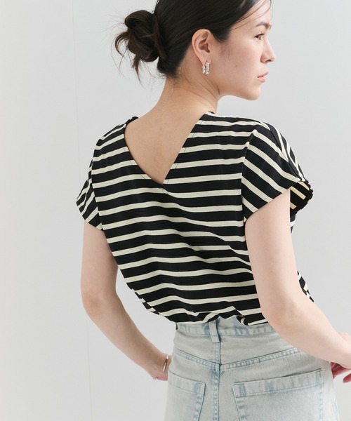 le cercle ADAM ET ROPE'(ルセルクルアダムエロペ)の「2WAYフレンチスリーブボーダーTee(Tシャツ/カットソー・レディース・ホワイト系/ブラック系・FREE)」の9枚目の写真
