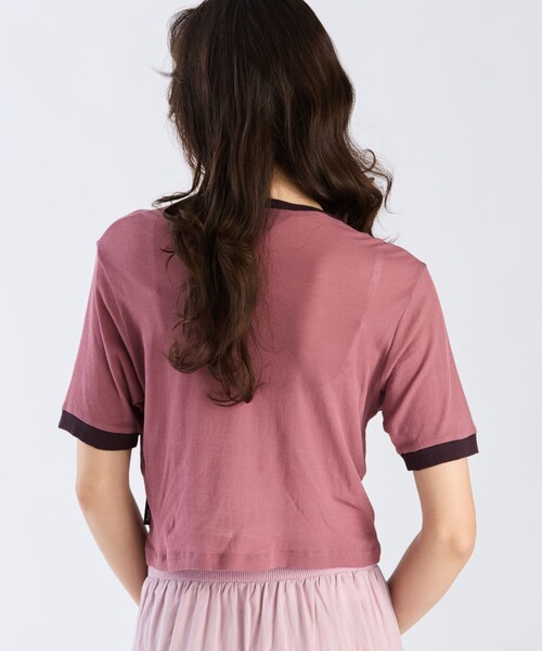 To b. by agnes b.（トゥービーバイアニエスベー）の「シアー コットン 半袖 リンガーTシャツ（Tシャツ/カットソー・レディース・ピンク・38/40）」の5枚目の写真