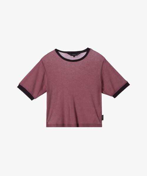 To b. by agnes b.（トゥービーバイアニエスベー）の「シアー コットン 半袖 リンガーTシャツ（Tシャツ/カットソー・レディース・ピンク・38/40）」の2枚目の写真