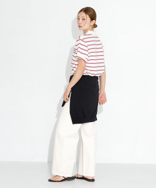 URBAN RESEARCH Sonny Label（アーバンリサーチサニーレーベル）の「メッセージボーダーポロシャツ（ポロシャツ・レディース・ブラウン/オフホワイト/グレー・FREE）」の4枚目の写真