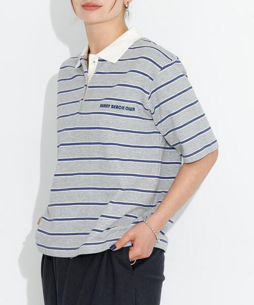URBAN RESEARCH Sonny Label（アーバンリサーチサニーレーベル）の「メッセージボーダーポロシャツ（ポロシャツ・レディース・ブラウン/オフホワイト/グレー・FREE）」の8枚目の写真