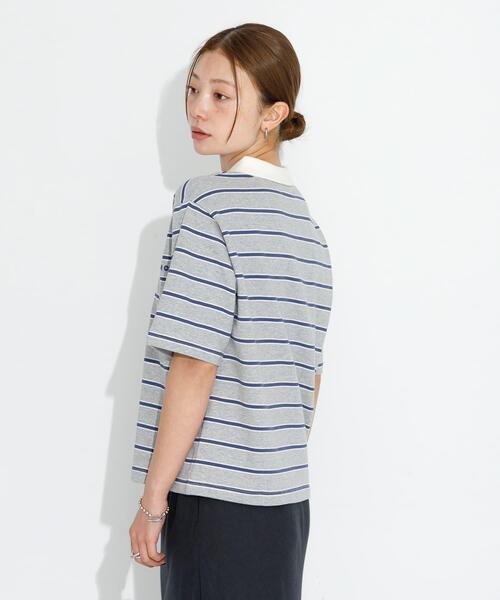 URBAN RESEARCH Sonny Label（アーバンリサーチサニーレーベル）の「メッセージボーダーポロシャツ（ポロシャツ・レディース・ブラウン/オフホワイト/グレー・FREE）」の10枚目の写真