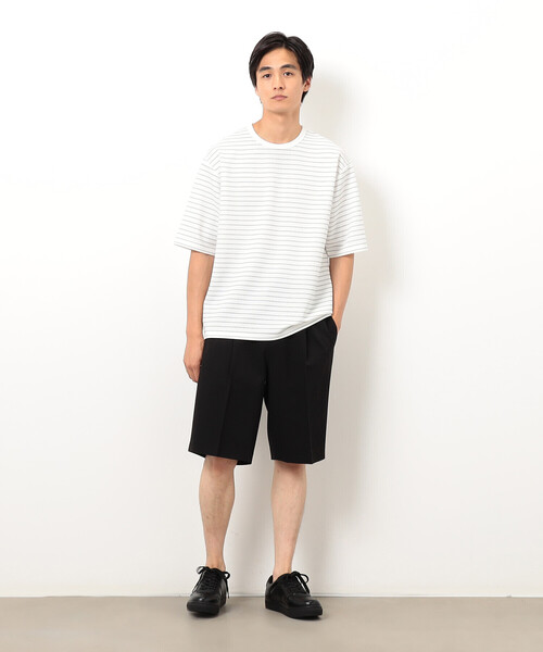 COMME CA ISM(コムサイズム)の「リップルジャージー 細ボーダー Tシャツ(Tシャツ/カットソー・メンズ・ホワイト/ブラック・MEDIUM/LARGE/X-LARGE)」の3枚目の写真