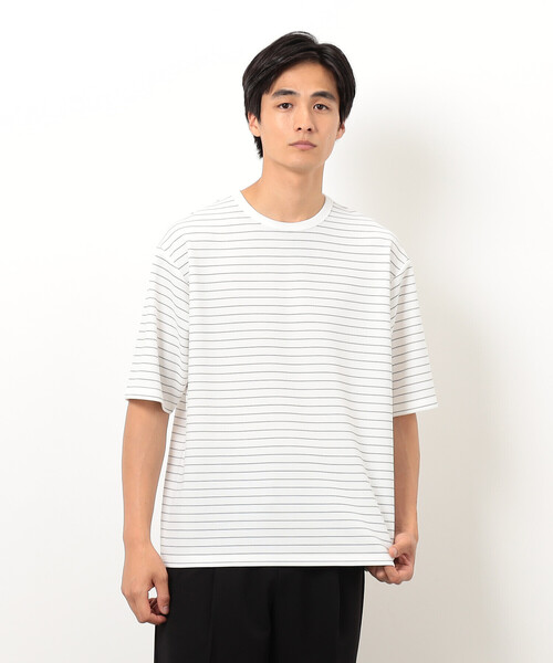 COMME CA ISM(コムサイズム)の「リップルジャージー 細ボーダー Tシャツ(Tシャツ/カットソー・メンズ・ホワイト/ブラック・MEDIUM/LARGE/X-LARGE)」の6枚目の写真