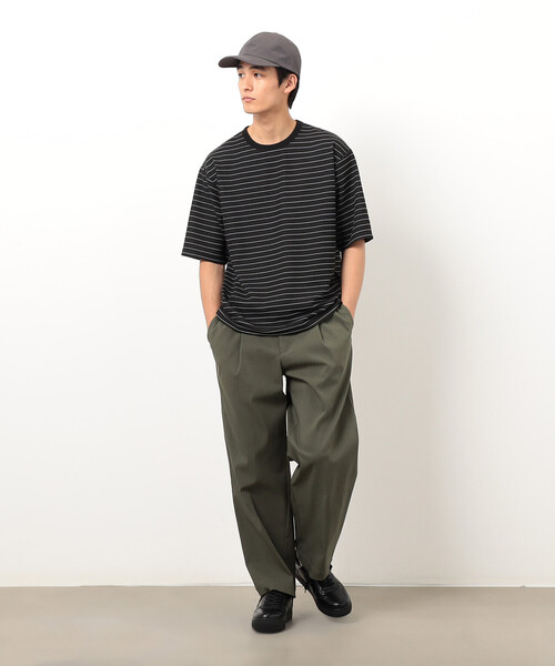 COMME CA ISM(コムサイズム)の「リップルジャージー 細ボーダー Tシャツ(Tシャツ/カットソー・メンズ・ホワイト/ブラック・MEDIUM/LARGE/X-LARGE)」の7枚目の写真