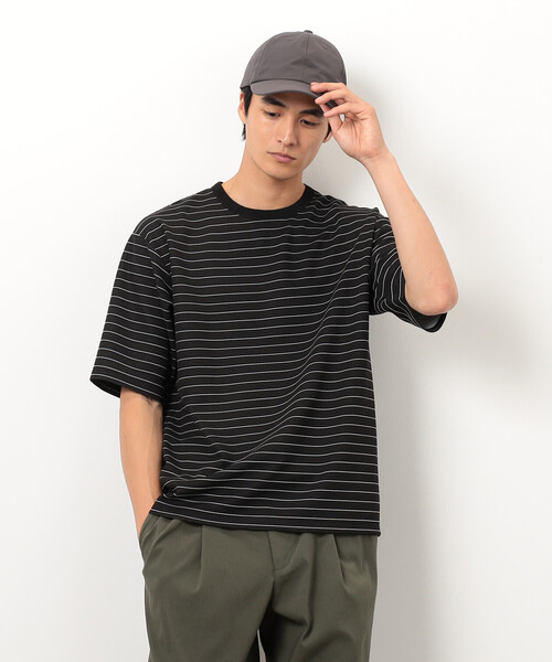 COMME CA ISM(コムサイズム)の「リップルジャージー 細ボーダー Tシャツ(Tシャツ/カットソー・メンズ・ホワイト/ブラック・MEDIUM/LARGE/X-LARGE)」の10枚目の写真