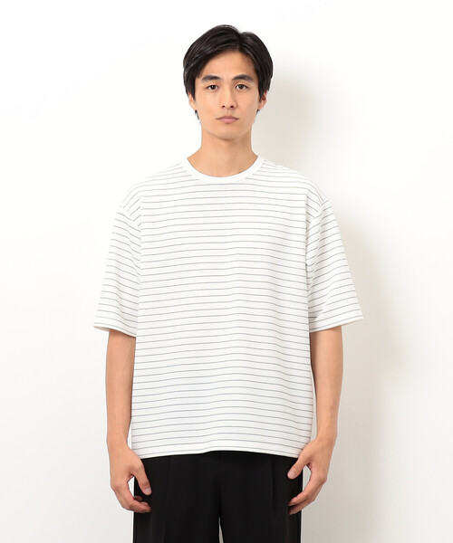 COMME CA ISM(コムサイズム)の「リップルジャージー 細ボーダー Tシャツ(Tシャツ/カットソー・メンズ・ホワイト/ブラック・MEDIUM/LARGE/X-LARGE)」の12枚目の写真
