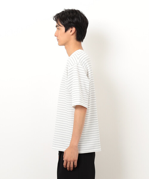 COMME CA ISM(コムサイズム)の「リップルジャージー 細ボーダー Tシャツ(Tシャツ/カットソー・メンズ・ホワイト/ブラック・MEDIUM/LARGE/X-LARGE)」の13枚目の写真