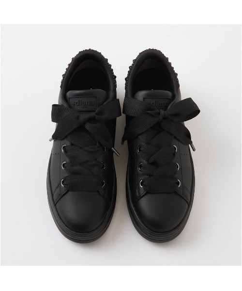 +diana（プラスダイアナ）の「新色追加！【軽量】ラインストーン付きリボンスニーカー（スニーカー・レディース・ブラック/ベージュ/ホワイト/ピンク・22.0cm/22.5cm/23.0cm/23.5cm/24.0cm/24.5cm/25.0cm/25.5cm/26.0cm/21.5cm）」の11枚目の写真