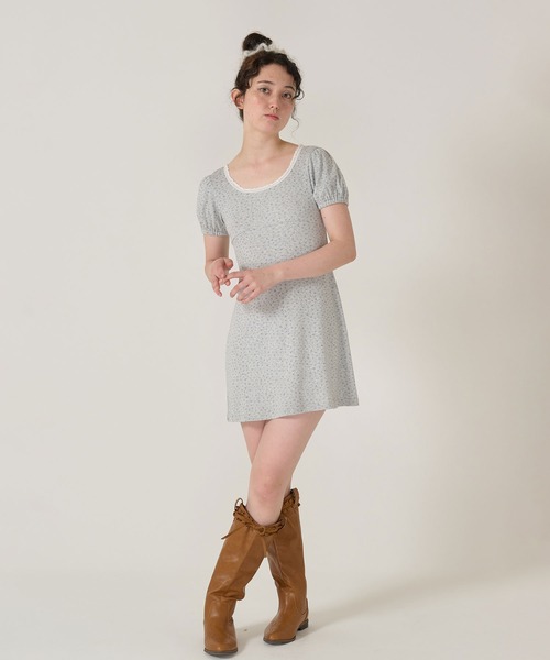 TINA:JOJUN(ティーナジョジュン)の「フィット&フレア カットワンピース TINA:JOJUN(ワンピース・レディース・グレー/ホワイト・M)」の2枚目の写真