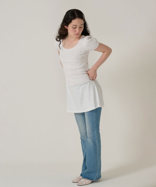 TINA:JOJUN(ティーナジョジュン)の「フィット&フレア カットワンピース TINA:JOJUN(ワンピース・レディース・グレー/ホワイト・M)」の4枚目の写真
