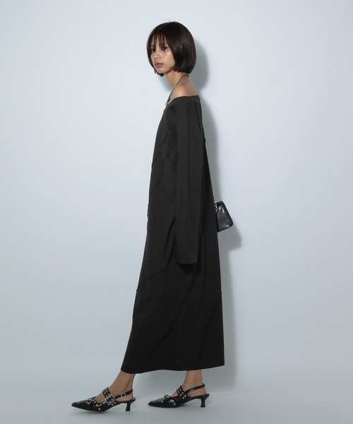 PAGEBOY(ページボーイ)の「サンドヴィンテージキリカエロングスリーブワンピース(長袖) 【ボートネック・ワンショルダー対応】(ワンピース・レディース・ブラウン/ブラック/グレー・SMALL/LARGE/MEDIUM)」の14枚目の写真