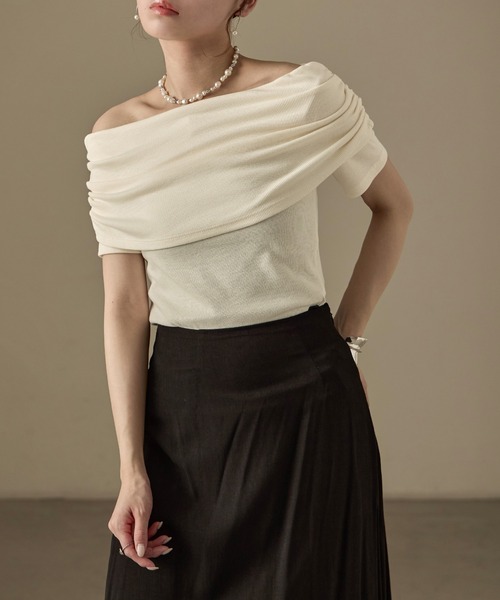 Fashion Letter(ファッションレター)の「2way オフショルダー リブカットソー(Tシャツ/カットソー・レディース・モカ/ブラック/グレイッシュベージュ/アイボリー・FREE)」の7枚目の写真
