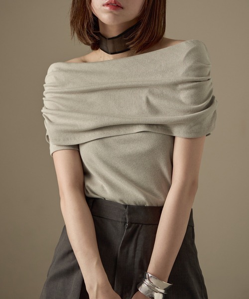 Fashion Letter(ファッションレター)の「2way オフショルダー リブカットソー(Tシャツ/カットソー・レディース・モカ/ブラック/グレイッシュベージュ/アイボリー・FREE)」の13枚目の写真