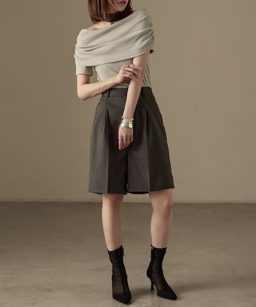 Fashion Letter(ファッションレター)の「2way オフショルダー リブカットソー(Tシャツ/カットソー・レディース・モカ/ブラック/グレイッシュベージュ/アイボリー・FREE)」の14枚目の写真