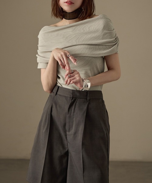 Fashion Letter(ファッションレター)の「2way オフショルダー リブカットソー(Tシャツ/カットソー・レディース・モカ/ブラック/グレイッシュベージュ/アイボリー・FREE)」の15枚目の写真
