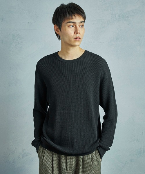 MEN'S BIGI（メンズビギ）の「メリノウール ワッフル編みニット（ニット/セーター・メンズ・ブラック/ホワイト/レッド/ブラウン・01/03/02）」の16枚目の写真