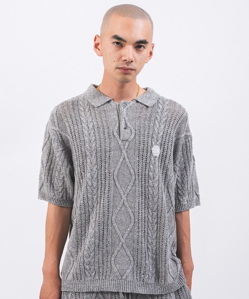 atmos Cable Knit Polo Shirt / アトモス ケーブル ニット ポロ シャツ