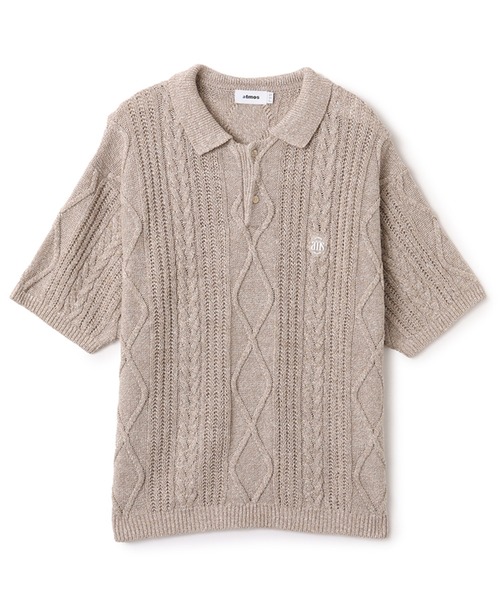 atmos（アトモス）の「atmos Cable Knit Polo Shirt / アトモス ケーブル ニット ポロ シャツ（ニット/セーター・メンズ・ベージュ/グレー・M/L/XL）」の9枚目の写真