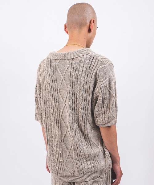 atmos（アトモス）の「atmos Cable Knit Polo Shirt / アトモス ケーブル ニット ポロ シャツ（ニット/セーター・メンズ・ベージュ/グレー・M/L/XL）」の14枚目の写真
