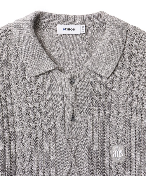 atmos（アトモス）の「atmos Cable Knit Polo Shirt / アトモス ケーブル ニット ポロ シャツ（ニット/セーター・メンズ・ベージュ/グレー・M/L/XL）」の3枚目の写真