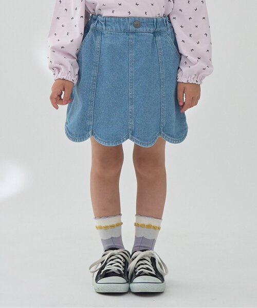 セール】ストレッチデニムスカラップスカパン【子供服】【キッズ