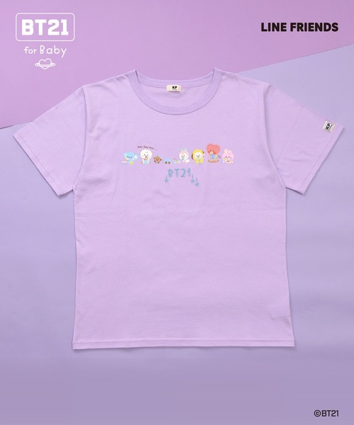 KP(ケーピー)の「【BT21】プリント&刺しゅう半袖Tシャツ(大人)(Tシャツ/カットソー・レディース・パープル/ホワイト/ブラック・SMALL/MEDIUM/LARGE)」の3枚目の写真
