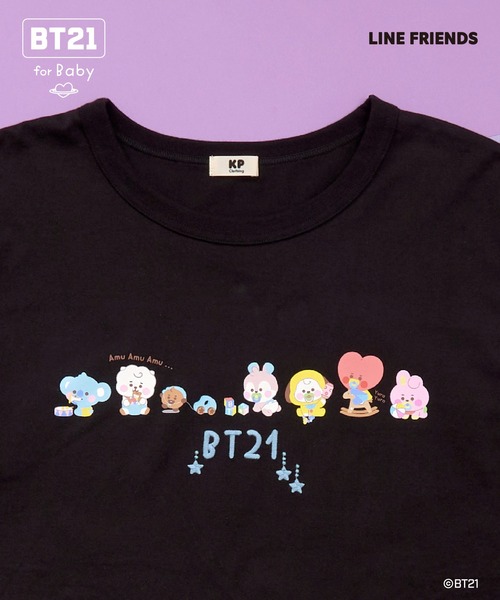 KP(ケーピー)の「【BT21】プリント&刺しゅう半袖Tシャツ(大人)(Tシャツ/カットソー・レディース・パープル/ホワイト/ブラック・SMALL/MEDIUM/LARGE)」の5枚目の写真