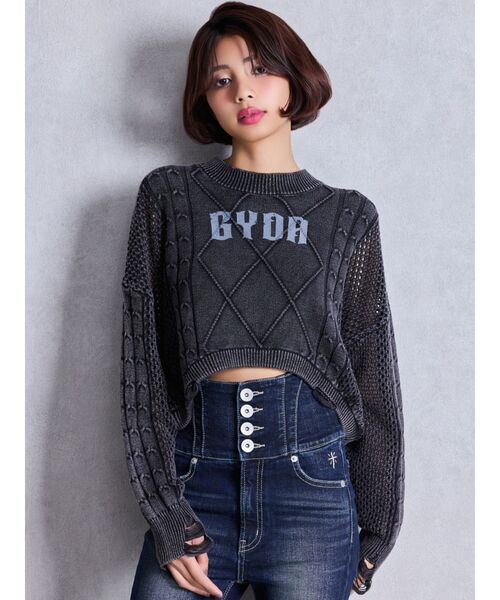 GYDA（ジェイダ）の「GYDA damage processing ニットトップス（ニット/セーター・レディース・ブラック/ネイビー/レッド・FREE）」の5枚目の写真