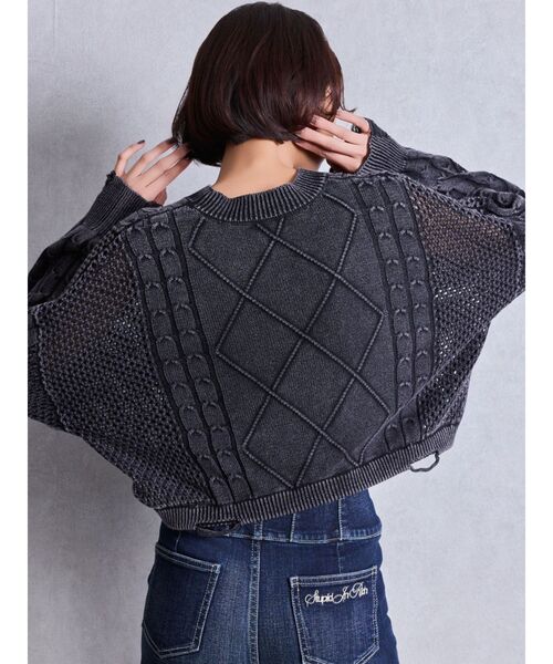 GYDA（ジェイダ）の「GYDA damage processing ニットトップス（ニット/セーター・レディース・ブラック/ネイビー/レッド・FREE）」の6枚目の写真