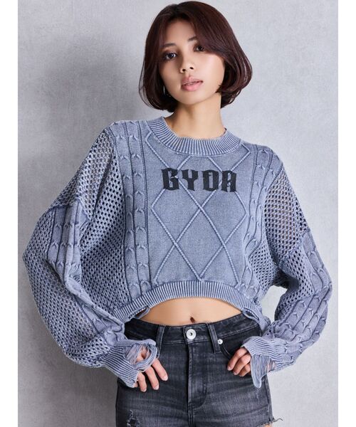 GYDA（ジェイダ）の「GYDA damage processing ニットトップス（ニット/セーター・レディース・ブラック/ネイビー/レッド・FREE）」の9枚目の写真