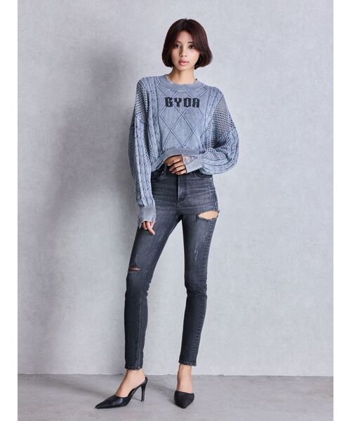 GYDA（ジェイダ）の「GYDA damage processing ニットトップス（ニット/セーター・レディース・ブラック/ネイビー/レッド・FREE）」の10枚目の写真