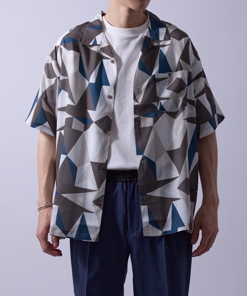  j.n.r.d（ジェー・エヌ・アール・ディー）の「【通気性・ドライタッチ】柄物アソートシャツ（シャツ/ブラウス・メンズ・グレー/ミント/ホワイト/ダークブラウン・M/L/LL）」の5枚目の写真