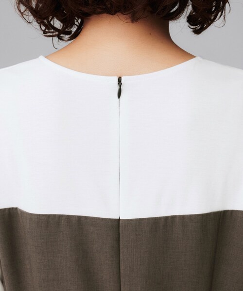 UNTITLED（アンタイトル）の「【きれいめカジュアル/セミフレア】異素材ドッキングワンピース（ワンピース・レディース・ダークブラウン系4/ブラック・50/48/46/44/42/04/03/02/01/00）」の6枚目の写真