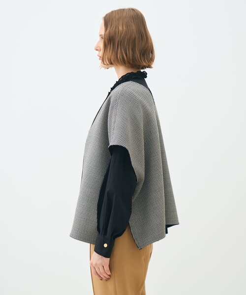 未使用 トゥモローランド グレー 黒 リバーシブル ベスト 4way ガンクラブトゥースリバー 4-wayクローク（ベスト）｜TOMORROWLAND