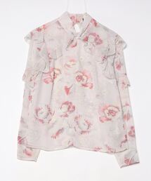 テッドベーカー◇TED BAKER　シフォンブラウス【M】ボタニカル　リーフ柄 テッドベイカー TED BAKER シャツ カットソー ブラウス 花柄