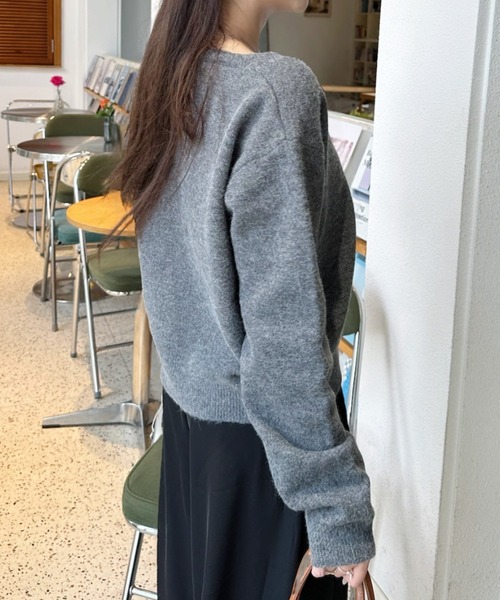 Ada.(エイダ)の「Vネック フラッフィー ニット(ニット/セーター・レディース・チャコール/イエロー/ホワイト/ブラウン/ライトブルー・FREE)」の18枚目の写真