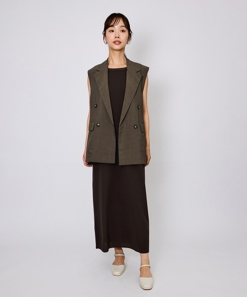 QUEENS COURT（クイーンズコート）の「カットジョーゼットスリーブレスワンピース≪手洗い可能≫（ワンピース・レディース・ブラウン/ブラック・M）」の7枚目の写真