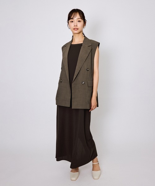 QUEENS COURT（クイーンズコート）の「カットジョーゼットスリーブレスワンピース≪手洗い可能≫（ワンピース・レディース・ブラウン/ブラック・M）」の8枚目の写真