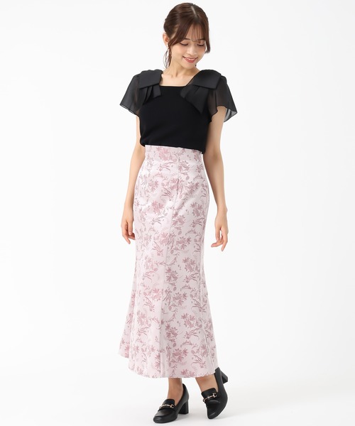 MISCH MASCH(ミッシュマッシュ)の「ボタニカルジャガードマーメイドスカート(スカート・レディース・グレー/ピンク・M/S)」の10枚目の写真