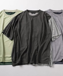 【70】カットスウェード 切替Ｔシャツ