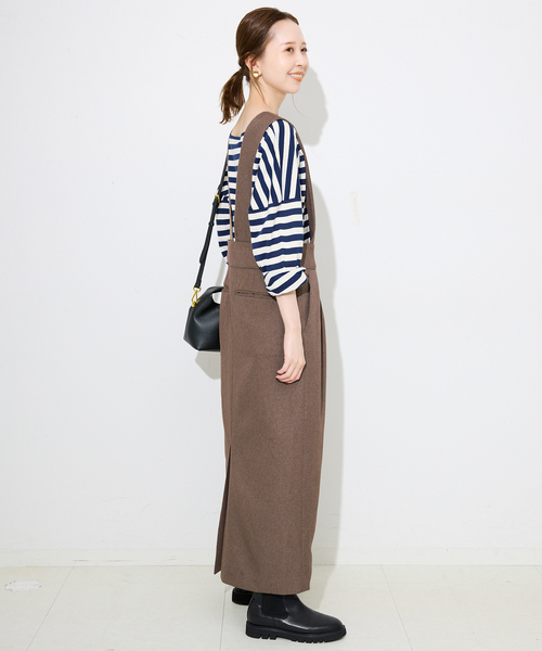 SLOBE IENA(スローブイエナ)の「セミツイードサッシュワンピスカート(ワンピース・レディース・チャコールグレー/キャメル・FREE)」の9枚目の写真