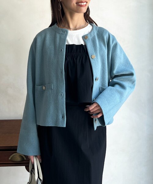 Chez toi（シェトワ）の「軽ニットカーディガン（カーディガン/ボレロ・レディース・ブラック/グレー/ブルー・FREE）」の9枚目の写真