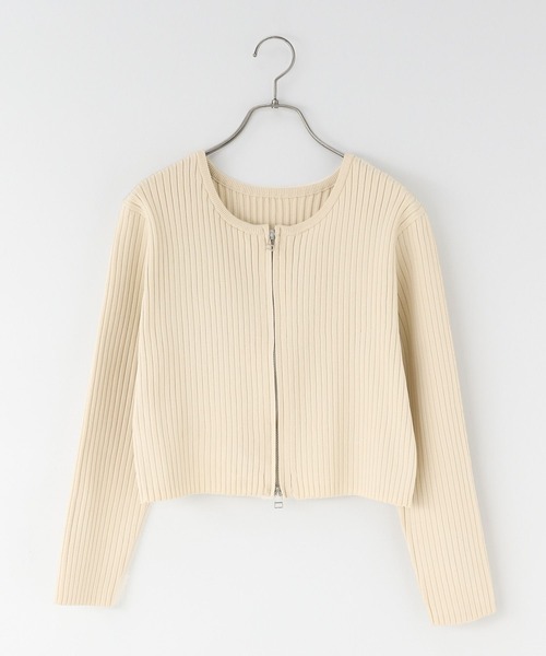 LOWRYS FARM（ローリーズファーム）の「ＷＺＩＰリブカーディガンＬＳ  583233（カーディガン/ボレロ・レディース・ブラック/ブルー/レッド/アイボリー・LONG/SHORT）」の10枚目の写真