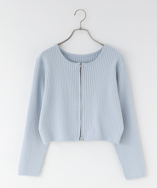 LOWRYS FARM（ローリーズファーム）の「ＷＺＩＰリブカーディガンＬＳ  583233（カーディガン/ボレロ・レディース・ブラック/ブルー/レッド/アイボリー・LONG/SHORT）」の11枚目の写真