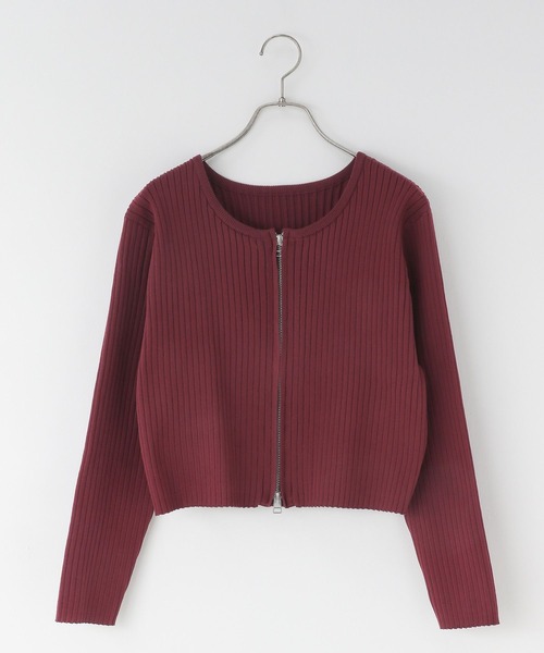 LOWRYS FARM（ローリーズファーム）の「ＷＺＩＰリブカーディガンＬＳ  583233（カーディガン/ボレロ・レディース・ブラック/ブルー/レッド/アイボリー・LONG/SHORT）」の12枚目の写真