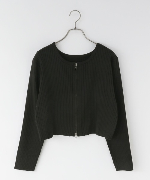 LOWRYS FARM（ローリーズファーム）の「ＷＺＩＰリブカーディガンＬＳ  583233（カーディガン/ボレロ・レディース・ブラック/ブルー/レッド/アイボリー・LONG/SHORT）」の5枚目の写真