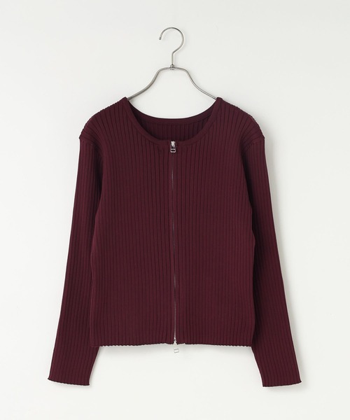 LOWRYS FARM（ローリーズファーム）の「ＷＺＩＰリブカーディガンＬＳ  583233（カーディガン/ボレロ・レディース・ブラック/ブルー/レッド/アイボリー・LONG/SHORT）」の6枚目の写真